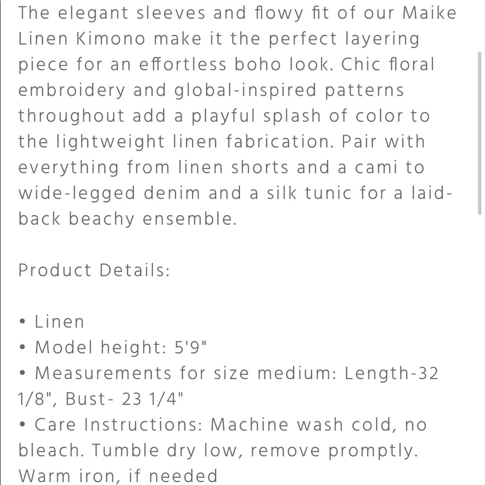 Johnny Was Maike Linen Kimono - Picture 7 of 7